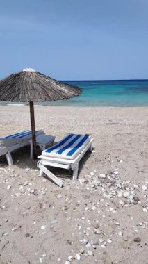 Yunanistan 'ın İyon Adaları' ndaki Agios Ioannis plajı yakınlarındaki Lefkada Sahili 'nin Muhteşem Panoraması