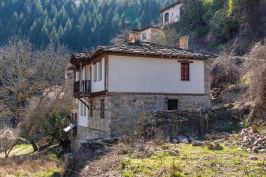 Otantik ondokuzuncu yüzyıl evleriyle Kosova Köyü Panoraması, Bulgaristan 'ın Filibe Bölgesi