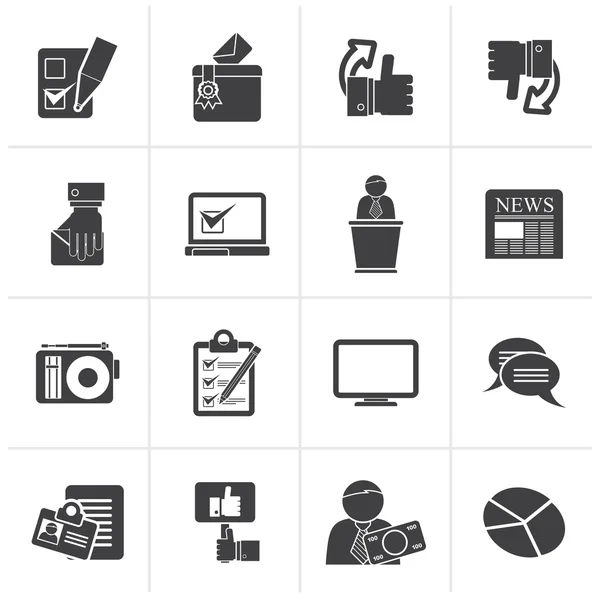 Black Voting and elections icons — Stock Vector