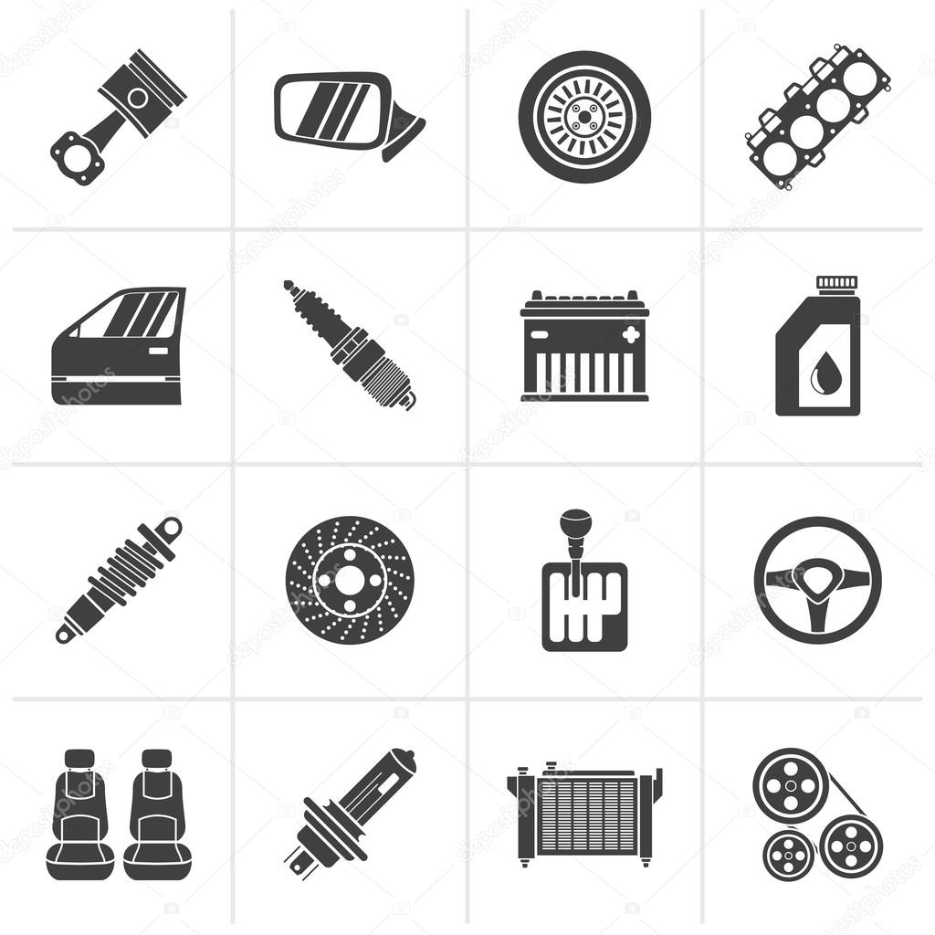 Black Detailed car parts icons