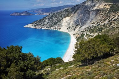 Myrtos Beach, Kefalonia, Ionian Islands şaşırtıcı görünümü