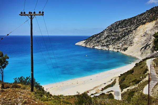 Krajobraz Wyspy Jońskie Myrtos beach, Kefalonia, — Zdjęcie stockowe