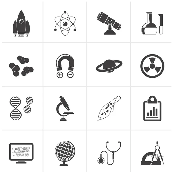 Black Science, Research and Education Icons — Stock Vector