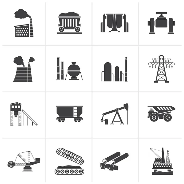 Schwarze Symbole für Fracht, Versand und Logistik — Stockvektor