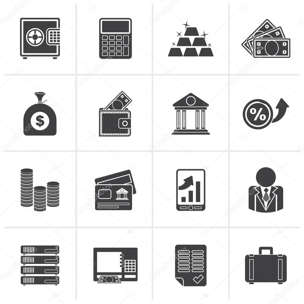 Black Bank and Finance Icons