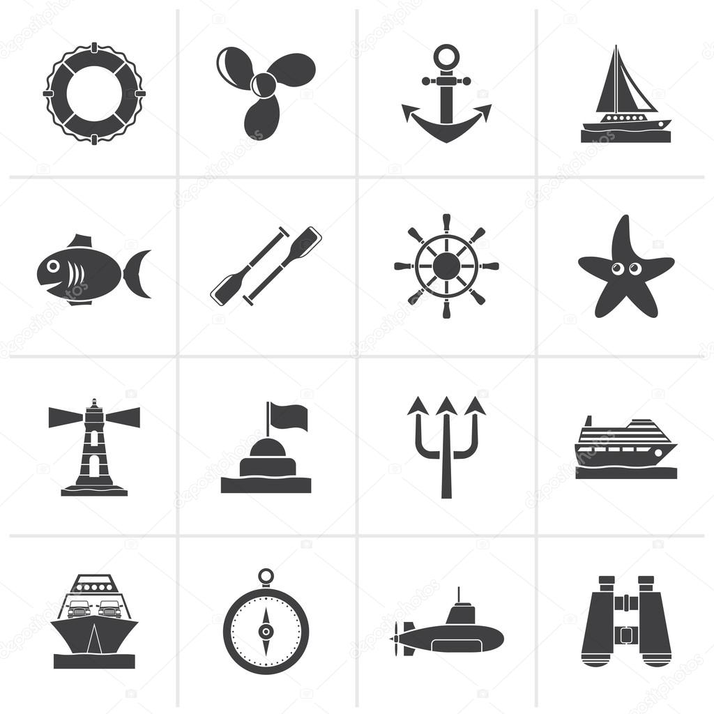 Black Marine and sea icons
