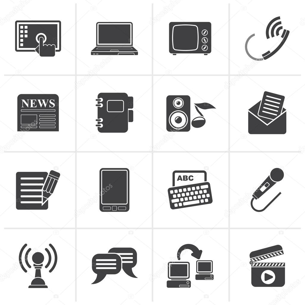 Black Communication and connection icons