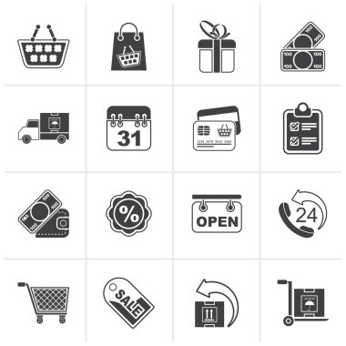 Siyah Online alışveriş simgeleri