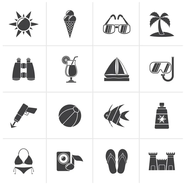 Black Tropic, Playas e iconos del verano — Vector de stock