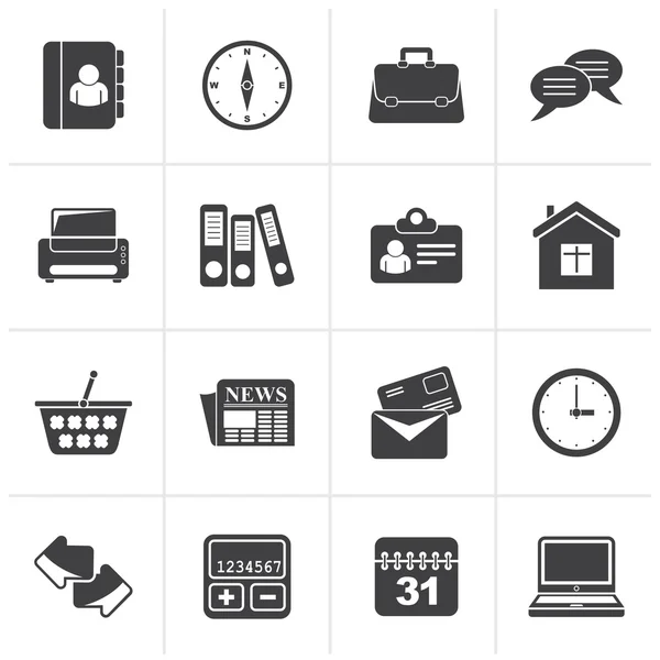 Black Business and office icons — Stock Vector