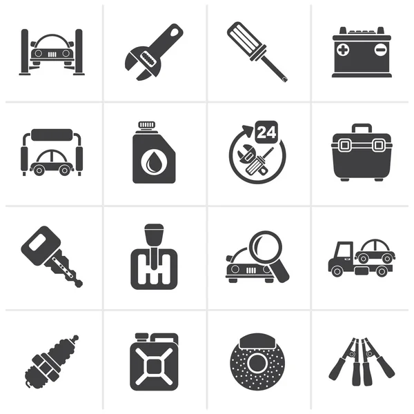 Black Car parts and services icons — Stock Vector