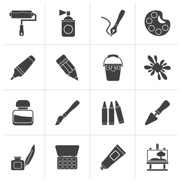 Black Painting and art object icons — Stock Vector