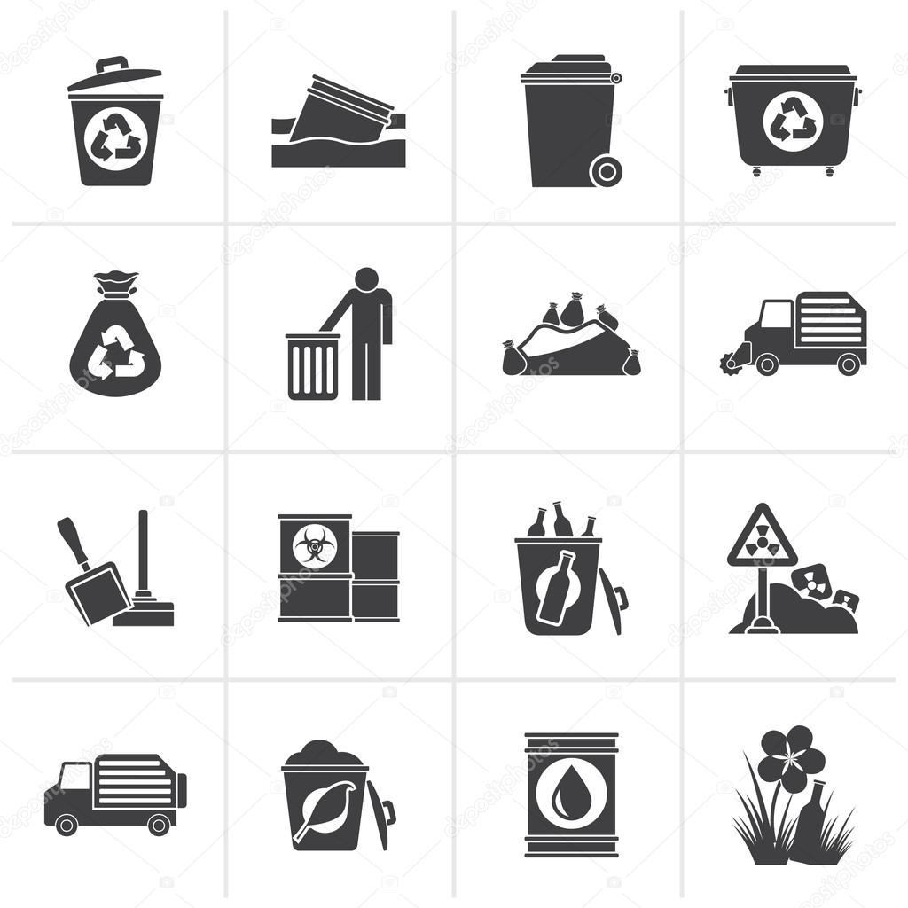 Black Garbage and rubbish icons
