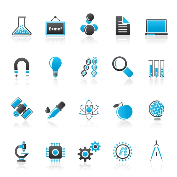 Ciencia, investigación y educación Iconos — Vector de stock