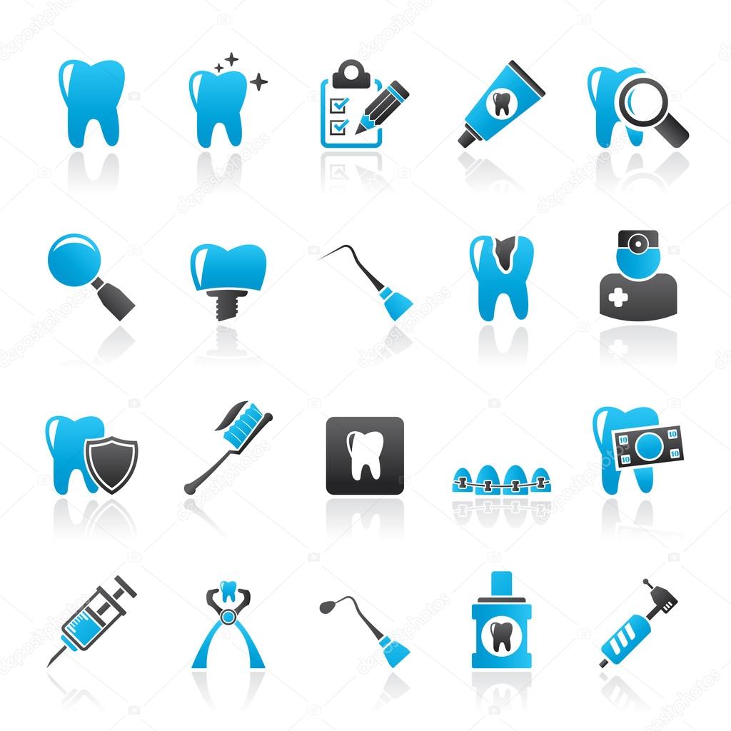 dental medicine and tools icons