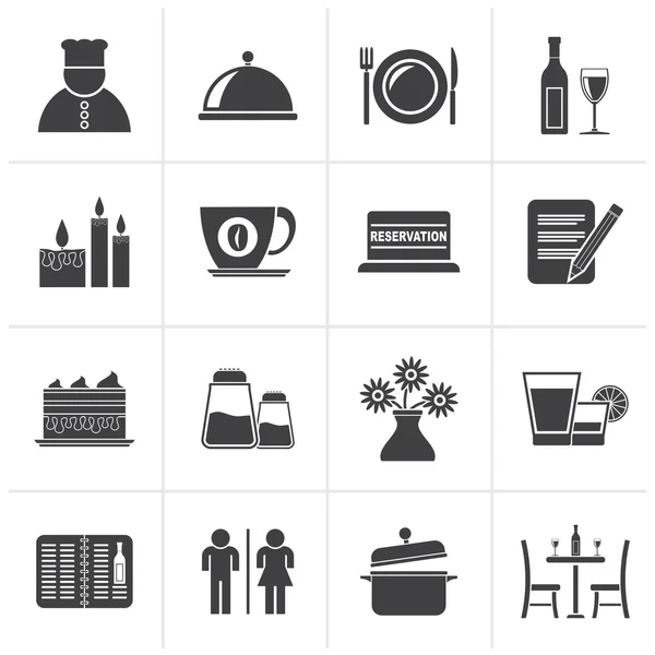 Black Restaurant, cafe and bar icons — Stock Vector