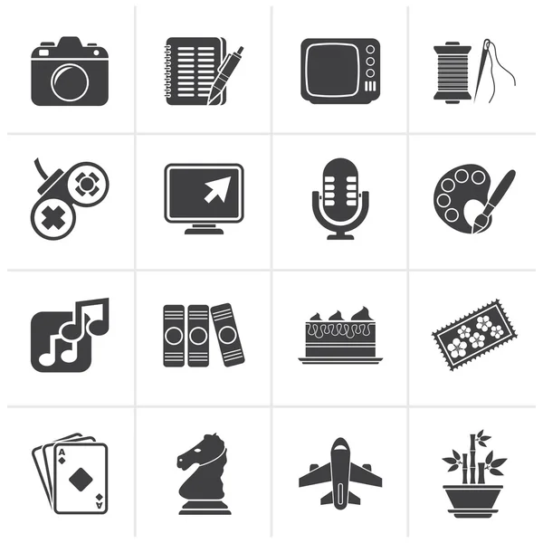 Black Hobbies and leisure Icons — Stock Vector