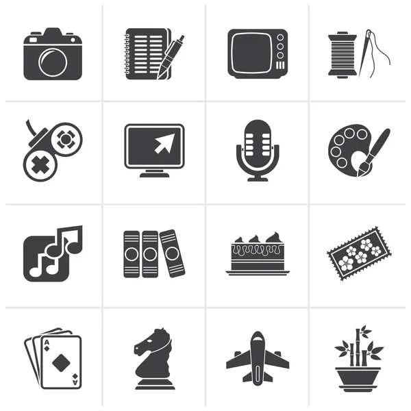 Negro Hobbies y ocio Iconos — Vector de stock