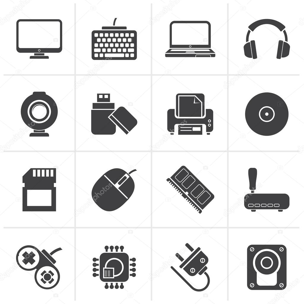 Black Computer peripherals and accessories icons