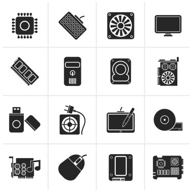 Siyah bilgisayar bölümü simgeler