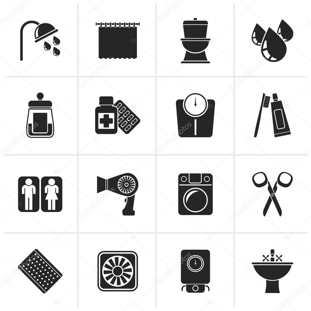 Black Bathroom and Personal Care icons