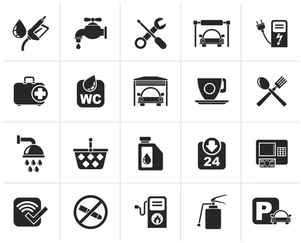 Black petrol station icons — Stock Vector