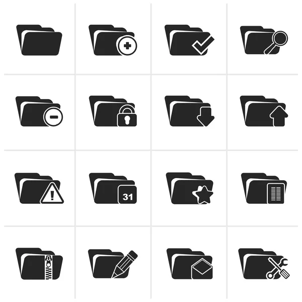 Black Different kind of folder icons — Stock Vector