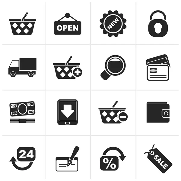 Black shopping and retail icons — Stock Vector