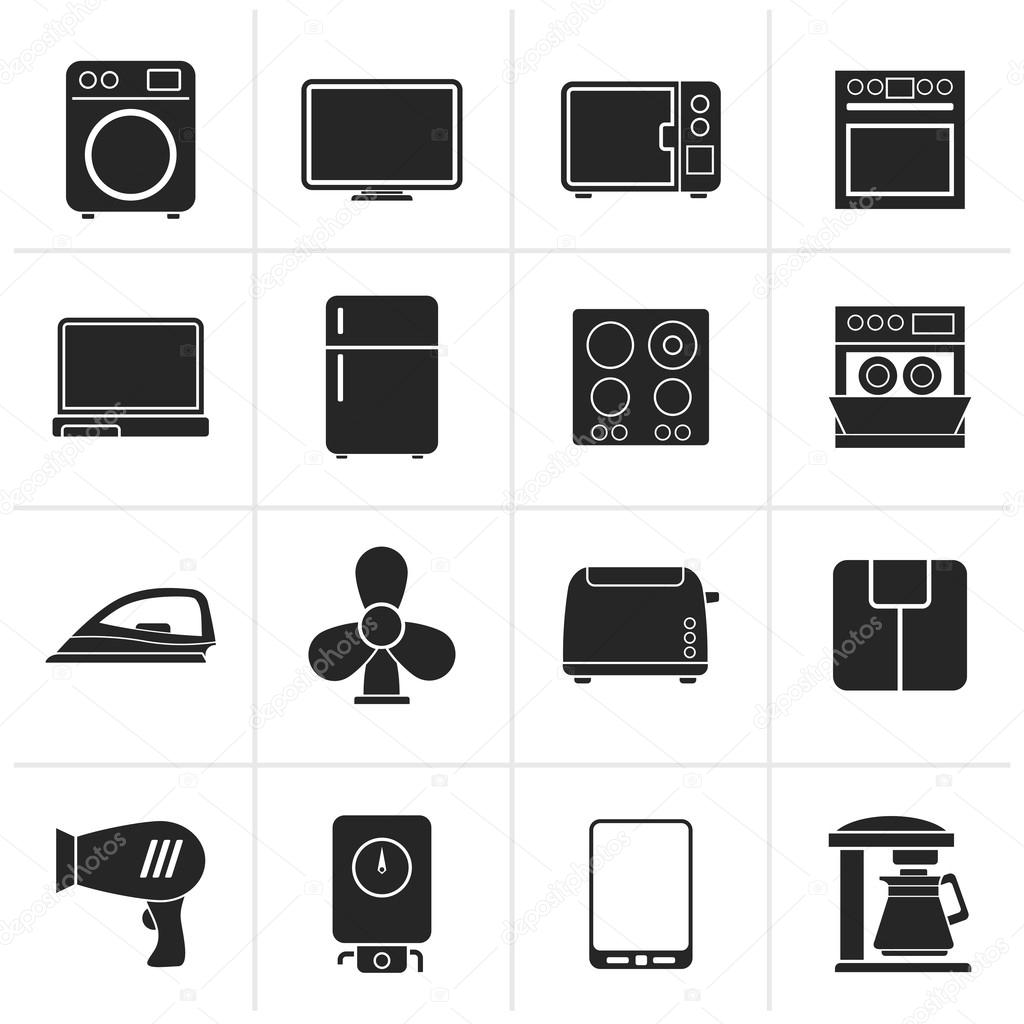 Black home appliance icons