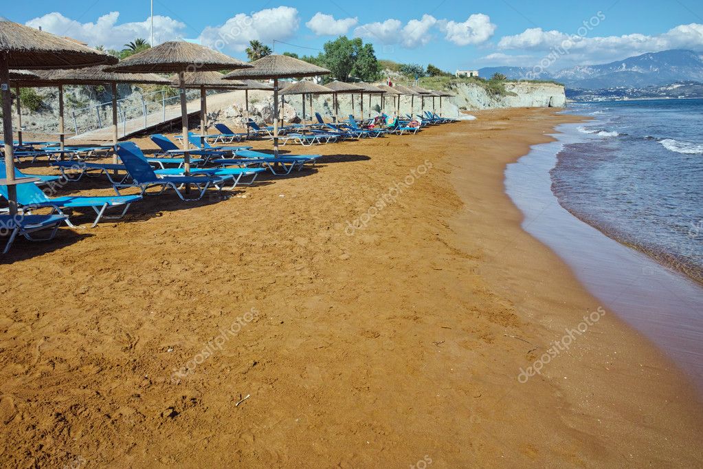 Panorama Della Spiaggia Di Xi Spiaggia Con Sabbia Rossa A