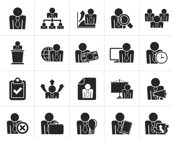 Black human resource and business icons — Stock Vector