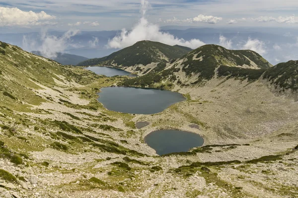 Amazing Panorama of Kremenski lakes from Dzhano peak, Pirin Mountain — Stock Photo, Image