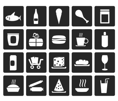 Siyah dükkanı ve gıdalar simgeler