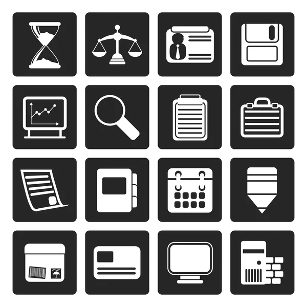 Black Business en office-pictogrammen — Stockvector