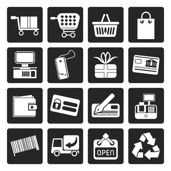 Black Simple Online Shop icons — Stock Vector