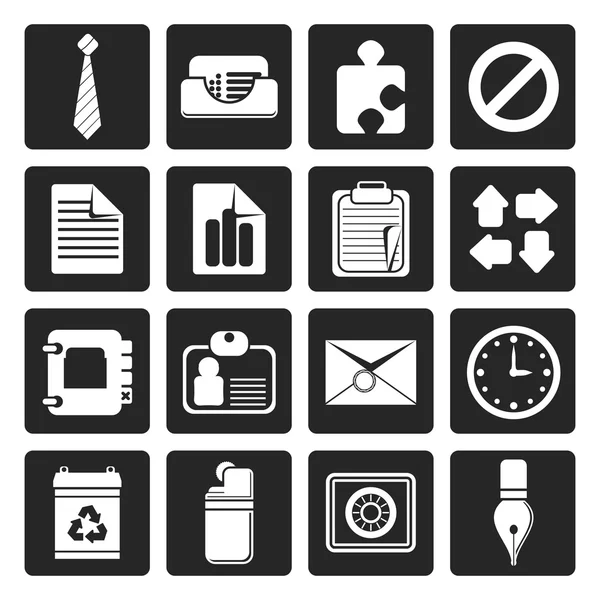 Black Simple Iconos de negocios y oficina — Archivo Imágenes Vectoriales