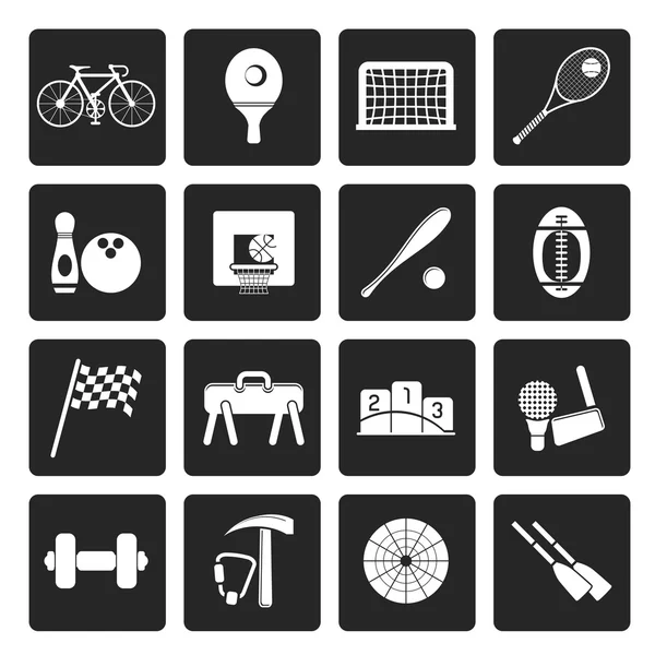 Czarny Sport proste narzędzia i narzędzia ikony — Wektor stockowy