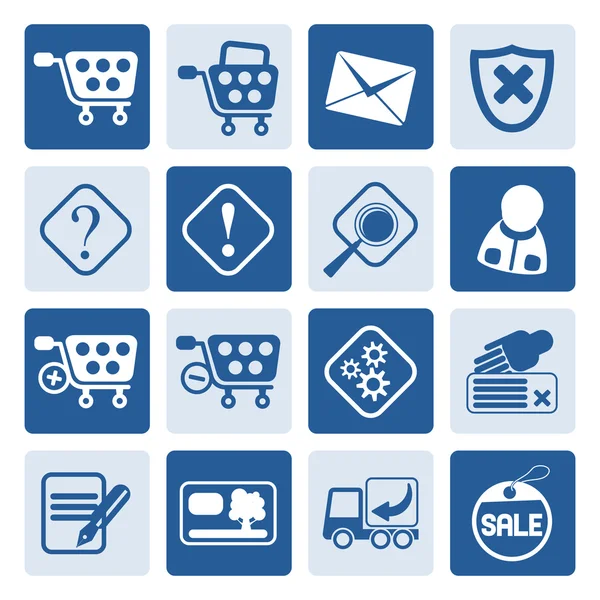 Un tono Tienda online Iconos — Vector de stock