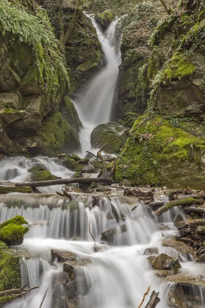 Splendida vista della cascata Leshnishki nella foresta profonda, Belasitsa Mountain — Foto Stock