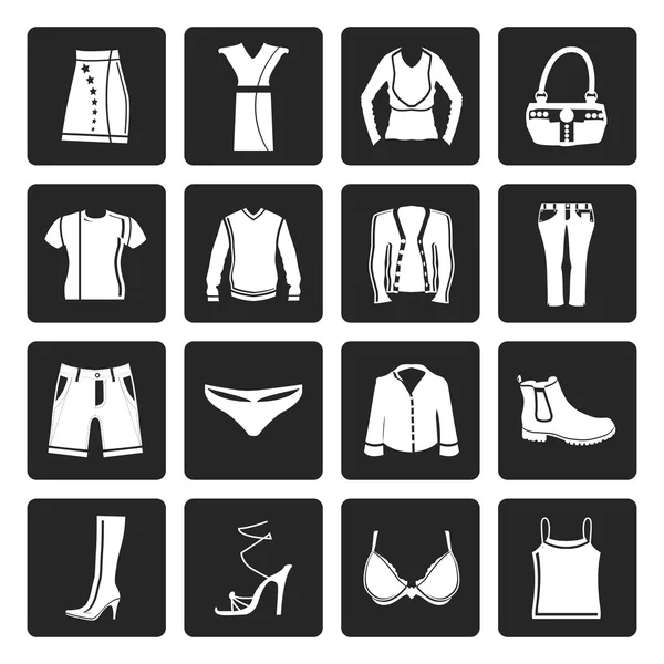 Black Clothing and Dress Icons — Stock Vector