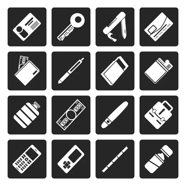 Iconos de objeto vectorial simple negro — Vector de stock