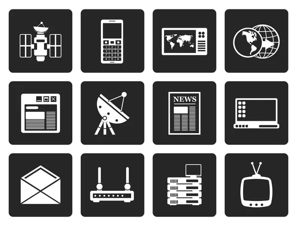 Black Communication and Business Icons — Stock Vector