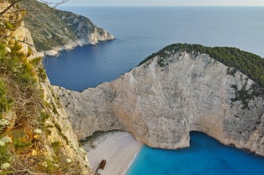 Navagio batık Beach, Zakynthos mavi suları,