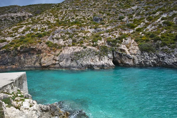 Panorama da baía de Limnionas na ilha de Zakynthos — Fotografia de Stock