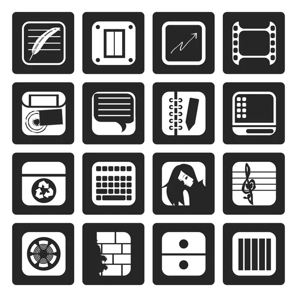 Black Business, Office and Mobile phone icons — Stock Vector