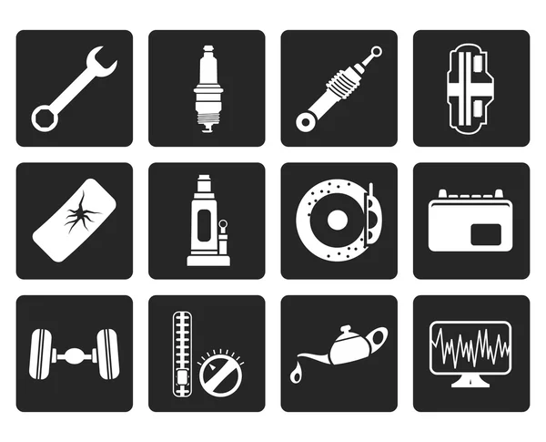 Black Car Parts and Services icons — Stock Vector