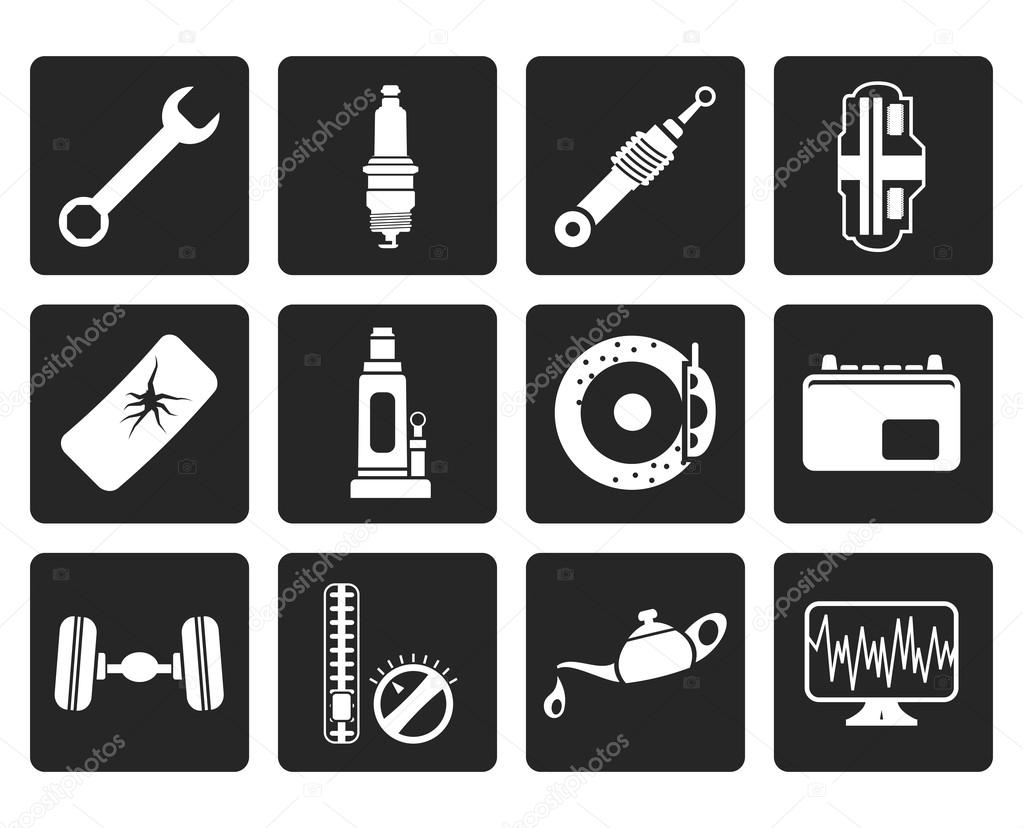 Black Car Parts and Services icons