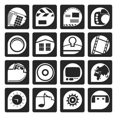 Siyah Internet, bilgisayar ve cep telefonu simgeleri