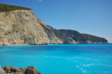 Porto Katsiki Beach, Lefkada, oniki adalar manzarasına