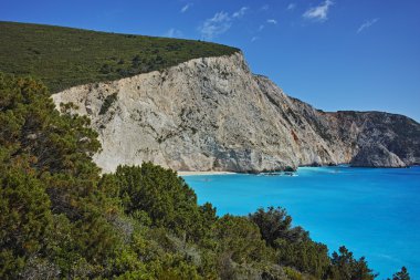 Manzara Porto Katsiki Beach, Lefkada, İyonya Adaları